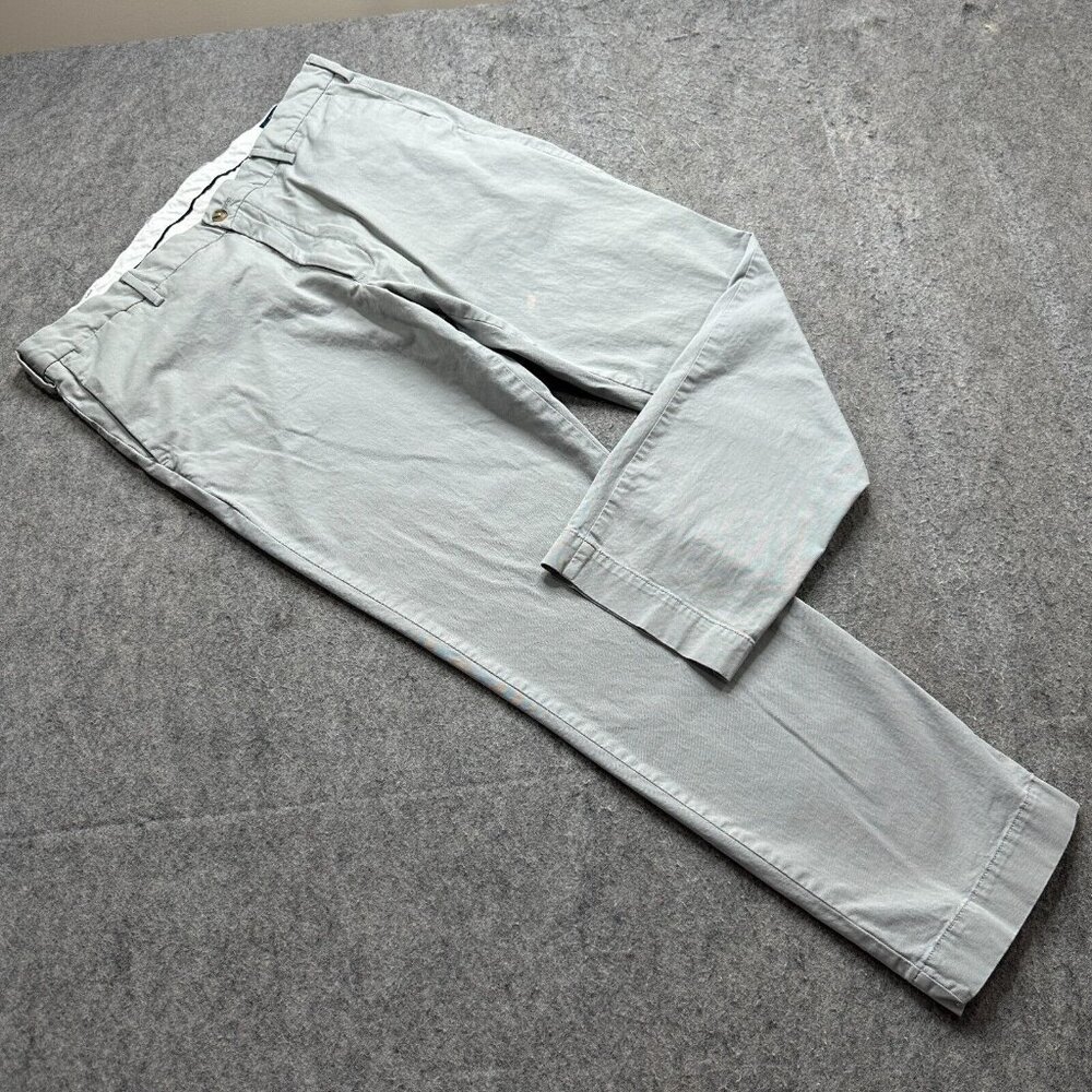 Polo Ralph Lauren Chino Pants Men 38 x 30 Gray Flat Front Stretch Slim Fit 035